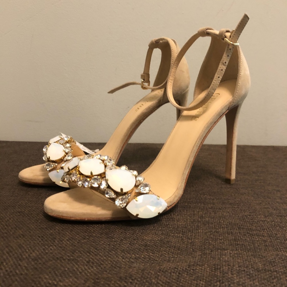Gedebe Tan Jewel Suede Sandal Stilleto Heels 6 36
